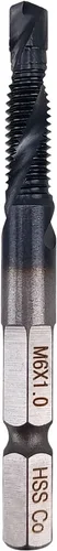 Miniatura 11 de Grifo combinado y broca - Recubierto TIAIN, acero cobalto M35, punta dividida de 118°, rosca M3 x 0.020 in, vástago hexagonal de 1/4 pulgadas