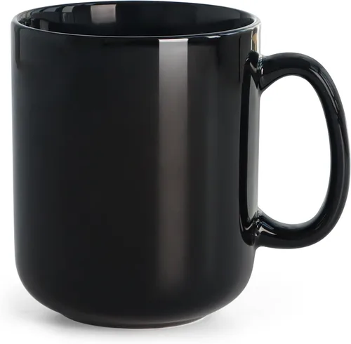 harebe Taza de café grande de 20 onzas, taza de té de cerámica lisa para oficina y hogar, gran capacidad con asa, color negro