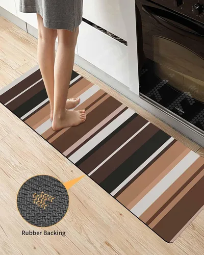 Miniatura 3 de Tapete de baño abstracto marrón para bañera, antideslizante, de secado rápido y absorbente, tierra de diatomeas, para fregadero de cocina, lavable