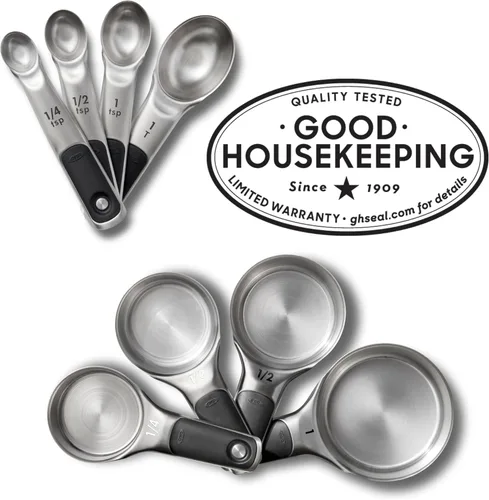 Miniatura 2 de OXO Good Grips - Juego de 8 tazas y cucharas medidoras de acero inoxidable, 4 tazas y 4 cucharas