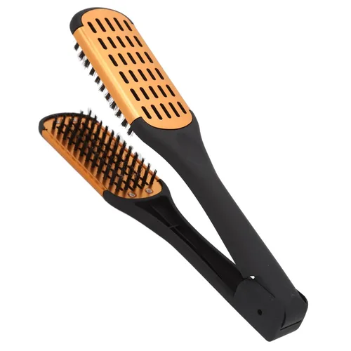 Miniatura 8 de Cepillo para el cabello, pinzas para el cabello, elasticidad de resorte, alisador de cabello, suave, transpirable, doble cara, cepillo plano