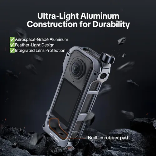 Miniatura 2 de PGYTECH Jaula para cámara Insta360 X4 Air, funda protectora de aleación de aluminio con perilla de liberación rápida, soporte de zapata fría