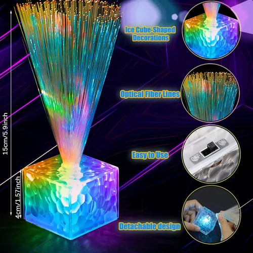 Miniatura 2 de Amylove 16 mini lámparas de fibra óptica a granel con luz LED cambiante de color para centro de mesa que brilla en la oscuridad, suministros