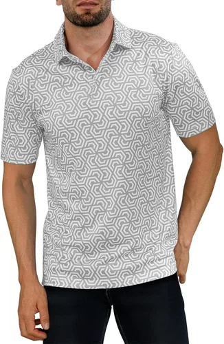 Miniatura 3 de JOYMASAR Camisas de golf para hombre - Polo de manga corta con estampado de rendimiento que absorbe la humedad