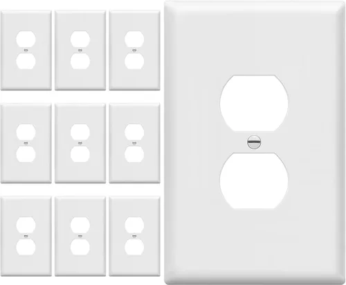 Miniatura 31 de ENERLITES Placa de pared de salida de receptáculo dúplex de tamaño mediano, placas de cubiertas de toma de corriente, tamaño medio de 1 banda, 4.88