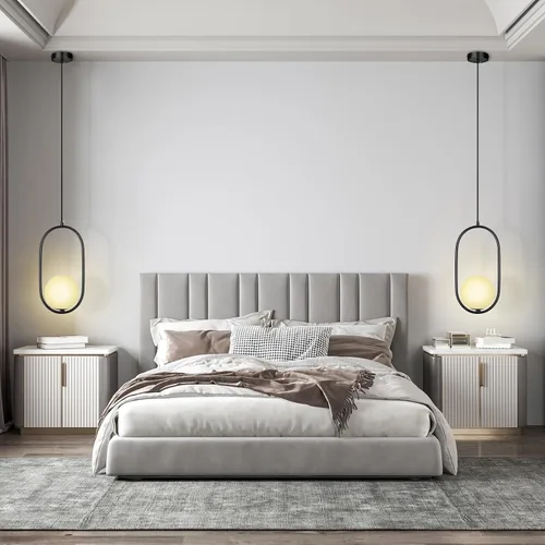 Miniatura 3 de lobolighting Iluminación colgante moderna, paquete de 2 lámparas colgantes negras de altura ajustable, lámpara de mediados de siglo, globo de vidrio