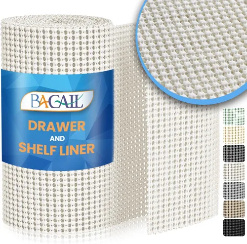 BAGAIL Forro para Cajones y Estantes, 17.5 in X 20 Ft Forros de Estantes No Adhesivos para Gabinetes de Cocina, Forros Gruesos de Agarre Fuerte para