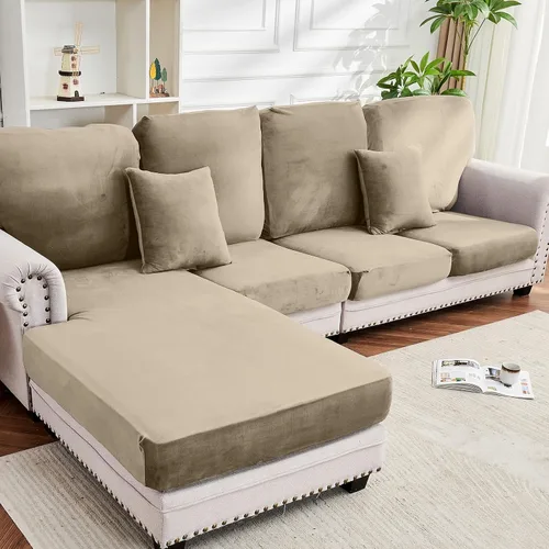 Miniatura 23 de Funda para Sofá de Terciopelo Elástico Funda de Cojín de Sofá 1 Pieza - Funda Deslizable Elástica Lavable para Asiento o Respaldo, Fundas de Asiento
