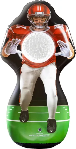 GoSports Inflataman Football Challenge - Incluye 4 balones de fútbol de goma, bomba de balón y marcador - Juego inflable de lanzamiento para