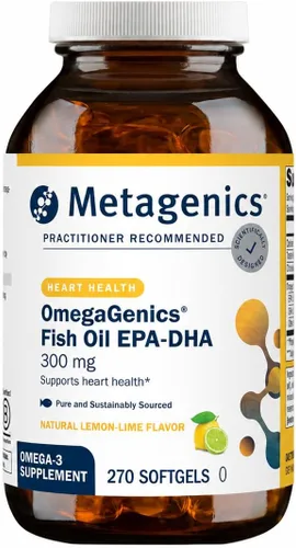Metagenics OmegaGenics - Aceite de pescado EPA-DHA 300-180 mg EPA y 120 mg de DHA por cápsula blanda – Apoya la salud del corazón, cerebro, ojos,