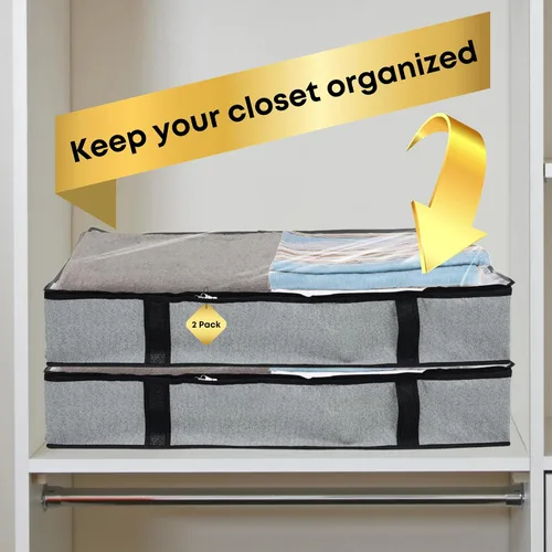 Miniatura 6 de Lauflor - Paquete de 2 contenedores organizadores y contenedores de almacenamiento debajo de la cama, organizadores de ropa debajo de la cama