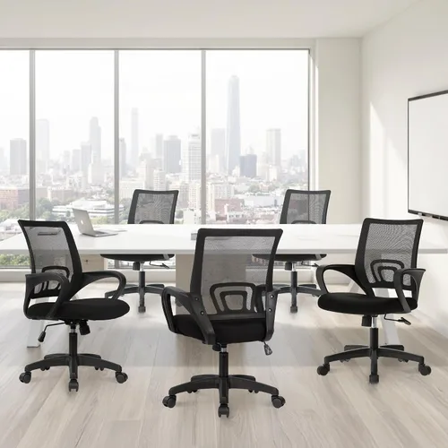 Miniatura 2 de ETONEX Silla de oficina con cojín ergonómico de respaldo medio, soporte lumbar, ajustable, giratoria, silla de escritorio para videojuegos, cómoda