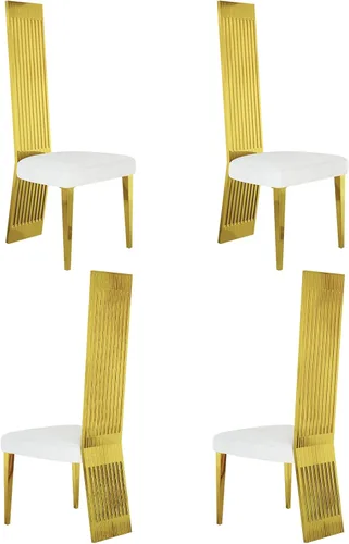 Miniatura 10 de Boucle - Juego de 8 sillas de comedor negras, modernas sillas de comedor tapizadas con respaldo alto con marco de acero inoxidable resistente