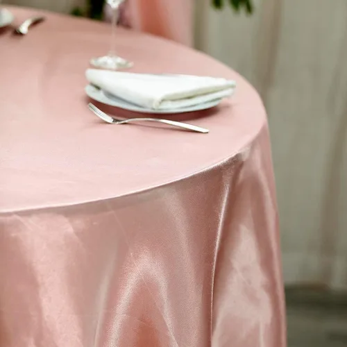 Miniatura 5 de BalsaCircle - Mantel redondo de satén de 108 pulgadas, color rosa polvoriento, para bodas, fiestas, catering, cocina, comedor, eventos, cocina