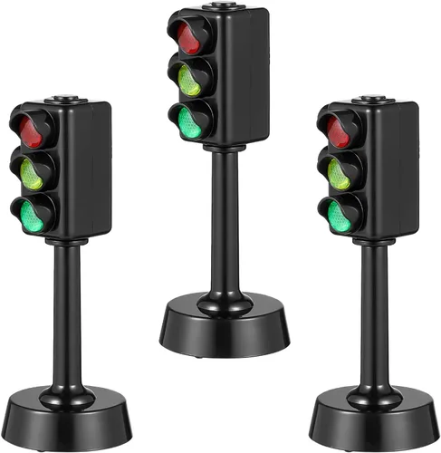 Kisangel Semáforo, 3 piezas, simulación, señales de tráfico para niños, juego de letreros de calle para niños, decoración de fiesta temática de