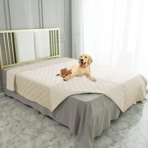 Miniatura 15 de Ameritex Funda Impermeable para Cama de Perro Manta para Mascotas para Muebles Cama Sillón Sofá Reversible Azul marino+azul piedra
