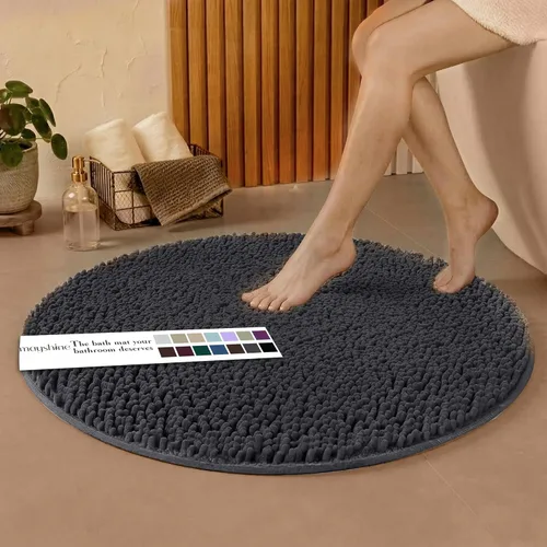 Miniatura 71 de MAYSHINE Alfombra de Baño de Chenilla Afelpada Extra Suave, Súper Absorbente, Alfombra de Baño Antideslizante Microfibra Esponjosa
