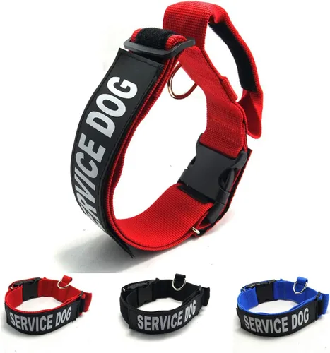 Miniatura 9 de 3 colores y 3 tamaños: collar táctico para perro de servicio K.9, collar básico ajustable de nailon con parche reflectante para perros pequeños