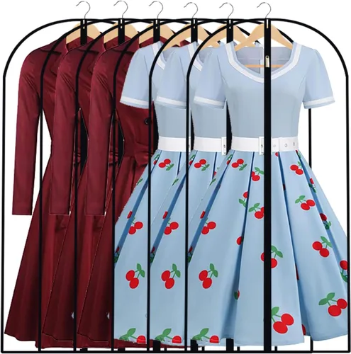 Miniatura 14 de Bolsas transparentes para colgar ropa, 40 pulgadas (juego de 6), bolsas de traje para almacenamiento en armario, bolsas de plástico a prueba