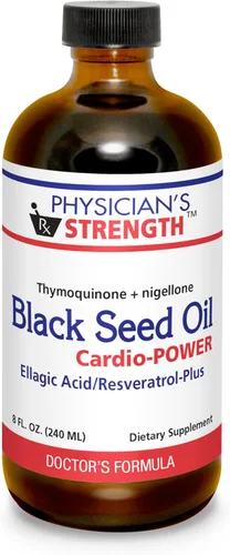 Physician's Strength Black Seed Cardio-Power - 8 onzas líquidas - Ácido elágico / resveratrol Plus - Apoya una mejor salud - Sin OMG - 48 porciones