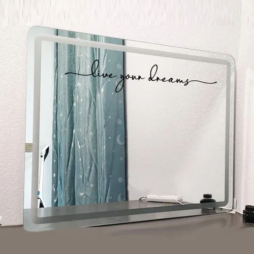 Miniatura 3 de Calcomanía de espejo "Live Your Dream", calcomanía de vinilo negro con cita inspiradora, arte de pared motivacional para dormitorio, habitación