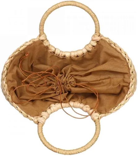Miniatura 2 de YYW Bolsas de paja para mujer, tejido a mano, grande, de ratán, con asa redonda, anillo retro, para verano, playa, bolsa de ratán, Naturaleza marrón