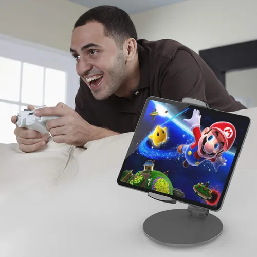 Miniatura 4 de Stouchi Soporte para iPad 12.9, soporte de tableta con base giratoria 360 grados para iPad Pro y Surface Pro, soporte de escritorio ajustable