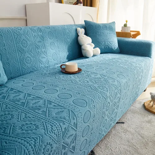Miniatura 5 de vctops Funda elástica de jacquard geométrico bohemio para silla, súper suave, 1 pieza, de forro polar, protector de muebles antideslizante
