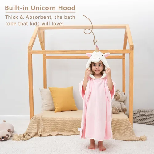Miniatura 3 de PINNKKU Toalla con capucha de unicornio 3D, toalla de baño ultrasuave y absorbente para bebés, bebés, niños pequeños y niños, toallas de poncho