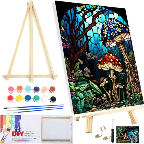 Miniatura 25 de Meothan Kits de pintura por números, pintura por números para adultos principiantes, kits de pintura de castillo de acuarela por números en lienzo 1