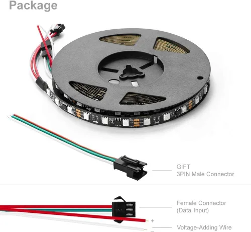 Miniatura 9 de BTF-LIGHTING WS2811 Tira LED direccionable Ultra brillante 5050 SMD RGB 60LED/m 20Pixels/m Píxeles Multicolor Luz Total 300LED 100Pixeles 16.4ft