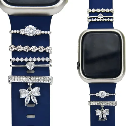 Miniatura 18 de Abalorio de Correa de Reloj, Anillos Decorativos Compatibles con Correas de Silicona de Apple para Mujeres 49mm 45mm 44mm 42mm 41mm 40mm 38mm