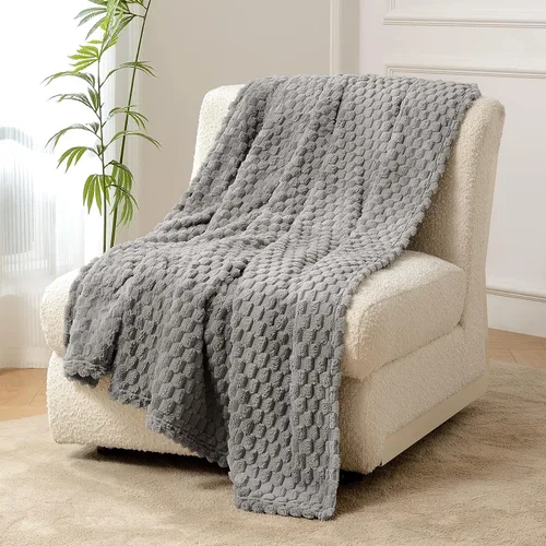 Miniatura 12 de FY FIBER HOUSE Manta de Vellón para Sofá 300GMS Súper Suave de Felpa Difusa Mantas y Cobijas para Sofá Cama Oficina, 40x50 Pulgadas, Beige