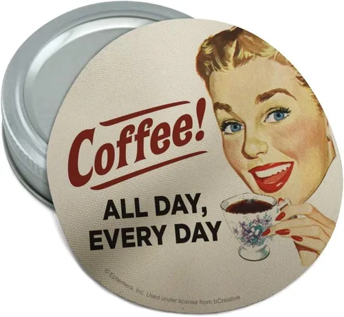 Café todo el día todos los días divertido humor redondo de goma antideslizante tarro agarrador tapa abridor