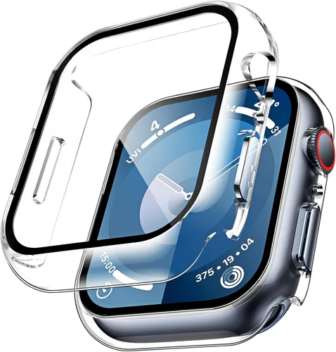 Miniatura 26 de TAURI - Juego de 2 carcasas rígidas para Apple Watch SE Series 6, 5, 4, 1.732 in (44mm), protector de pantalla integrado de cristal templado 9H, Azul