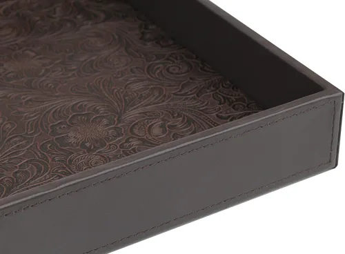 Miniatura 7 de Bandeja rectangular de piel sintética pequeña para servir de 10 x 8 pulgadas, moderna y elegante bandeja decorativa para mesa de café, joyería