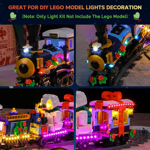 Miniatura 3 de Kit de luces LED mejorado compatible con Lego Holiday Express Train Building Set, decoración de luces compatible con Lego 10361, regalo de Navidad