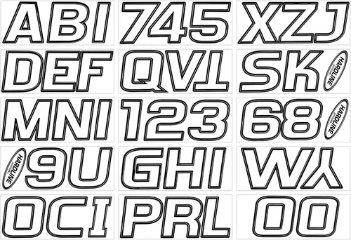 Miniatura 8 de Kit de números para registro de fábrica Hardline Products en color azul y negro, Plateado/Negro