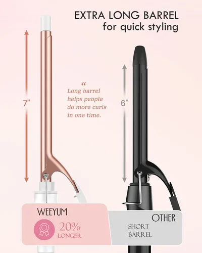 Miniatura 3 de WEEYUM Rizador Pequeño de 1/2 Pulgada, Varita Rizador de Barril Pequeño para Cabello Corto y Largo, Rizador Fino de Cerámica Turmalina Blanco