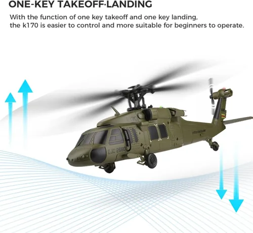 Miniatura 8 de WL K170 Blackk Hawk UH-60L 170, Helicópteros militares RC para adultos, 2.4G 4CH Flybarless Helicóptero RC con acelerador ajustable izquierdo
