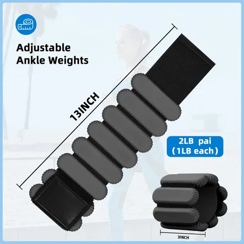 Miniatura 4 de Pesas de tobillo para mujeres y hombres, pulsera de entrenamiento con peso ajustable para muñeca para entrenamiento en casa, entrenamiento
