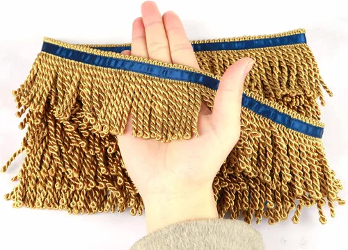 Miniatura 5 de 5 yardas de largo, 2.5 pulgadas de ancho, adornos de flecos y adornos de tela, decoración de bricolaje para cortina, sofá y ropa (negro)