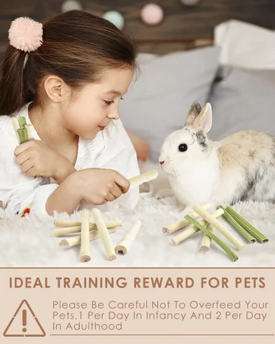 Miniatura 4 de Bissap 40 palitos masticables de conejo, 20 palitos masticables de bambú dulce y 20 tallos de papaya para conejo, hámster, chinchilla, conejillo