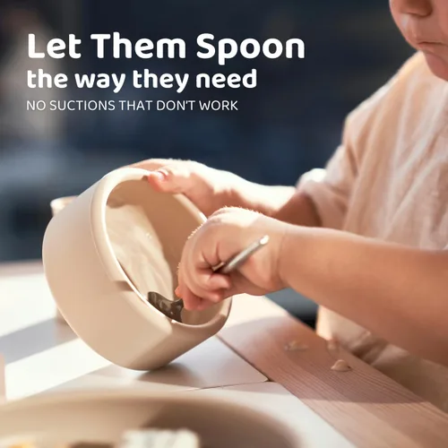 Miniatura 7 de APLAINR Juego de platos de silicona, tazón y taza para bebés y niños pequeños, con peso, juego de alimentación para bebés, suministros de destete