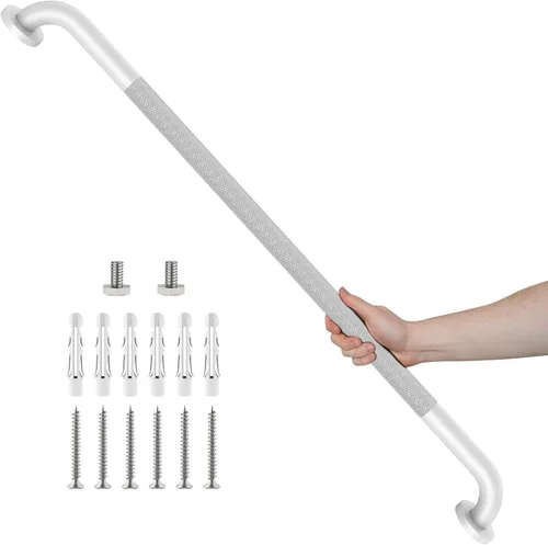 Miniatura 12 de Barra de agarre de ducha de níquel cepillado con agarre moleteado antideslizante de 36 pulgadas, barras de agarre de baño de acero inoxidable, barra