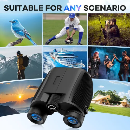 Miniatura 8 de Leacco Prismáticos compactos de 10 x 25 para adultos y niños, visión grande, binoculares pequeños impermeables con visión de poca luz BAK4, lente