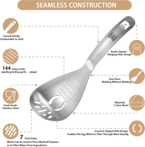 Miniatura 4 de Separador de huevos 5 en 1 para huevos crudos con triturador de papas, cuchara de cocina multifuncional, separador de yema de huevo, placa