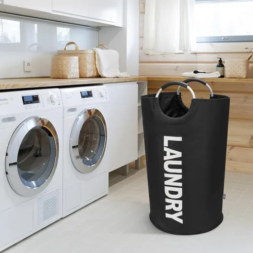 Miniatura 7 de DOKEHOM - Canasta de lavandería grande de 90 litros, bolsa de lavandería plegable, canasta de ropa alta y autónoma, contenedor de lavado plegable