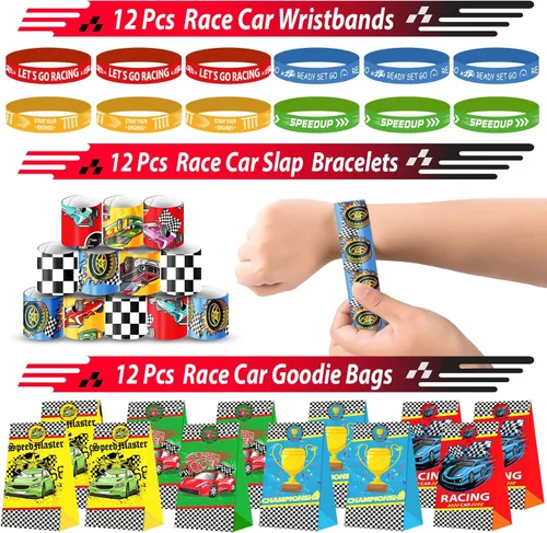 Miniatura 4 de PLOUGVI 232 piezas de regalos de fiesta de cumpleaños de autos de carreras, suministros de decoración de bolsas de regalo, relleno de piñata