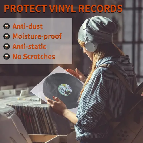 Miniatura 5 de Fundas interiores para discos de vinilo, 30 fundas interiores de vinilo LP antiestáticas de 12 pulgadas, fundas protectoras de vinilo de plástico